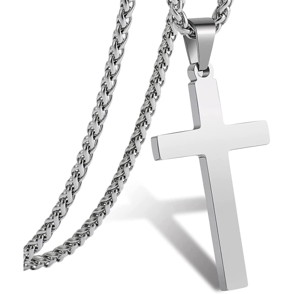 Kryds halskæde til mænd Drenge Kvinder 16-24 tommer rustfrit stål korsvedhæng kæde religiøs gave Black 20 Inches