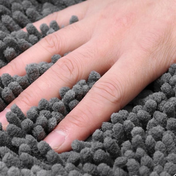 Chenille bademåtte blød shaggy og behagelig superabsorberende og tyk skridsikker Default Gray