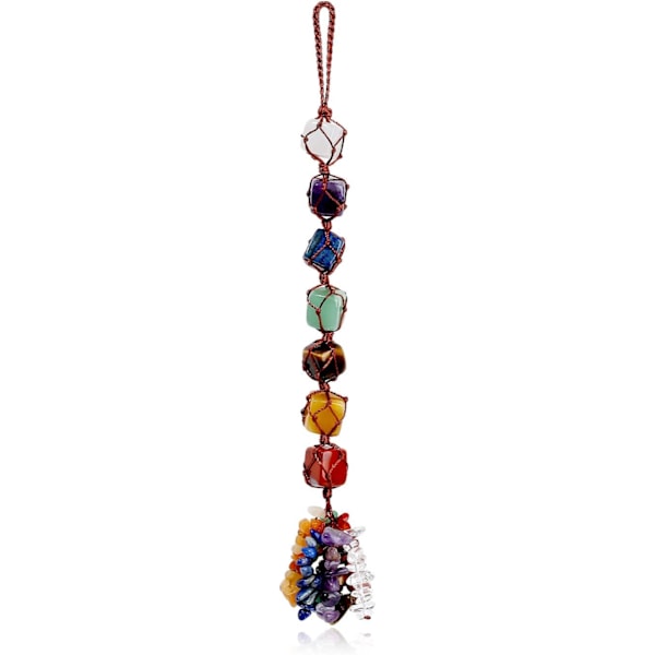 Krystallhengende helbredende krystaller Edelstener Dekor Tumbled Stones Bil Bakspeil Vegg Hengende Krystaller Reiki Krystallgaver Seven Chakras