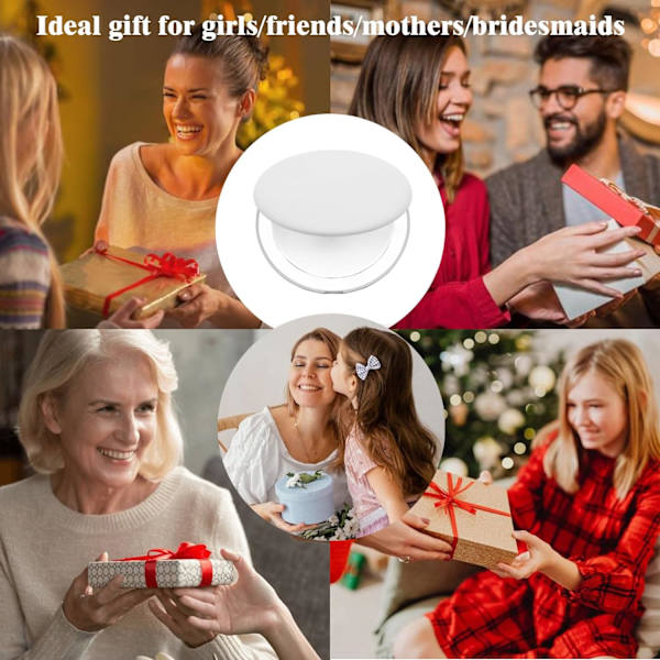 Resespegel med ljus, liten 1X/10X förstoringsspegel, bärbar fickpegel, kompakt sminkpegel, miniliten handhållen spegel för handväska