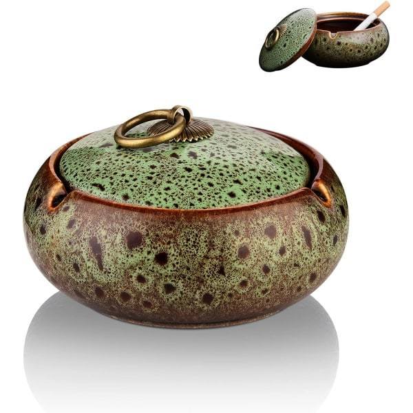 Askkopp med lock, askkopp i keramik, vindtät askkopp