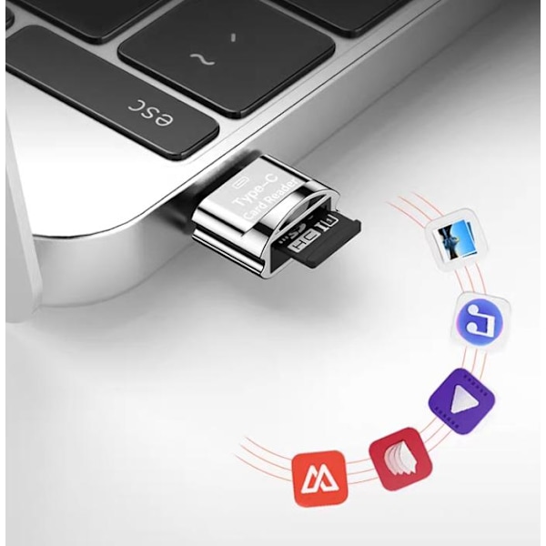 Type-C/Micro USB/Lightning mini-matkapuhelinkortinlukija, nopea TF-kortti OTG-kortinlukija Lighting Gold