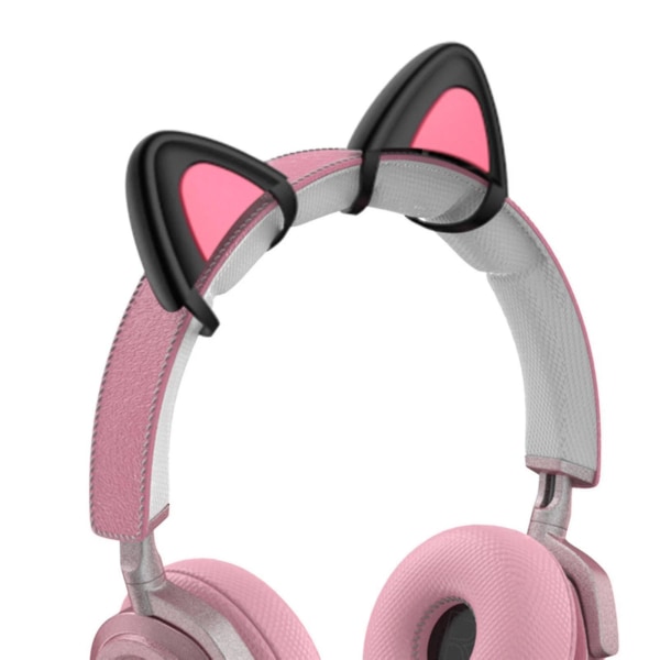1 Pari Kuulokkeet Cat Ear Söpö Universal Bluetooth-yhteensopiva kuuloke Silicone Kitty Ear Decoration kuuloketarvikkeet (väri: musta) (hy)