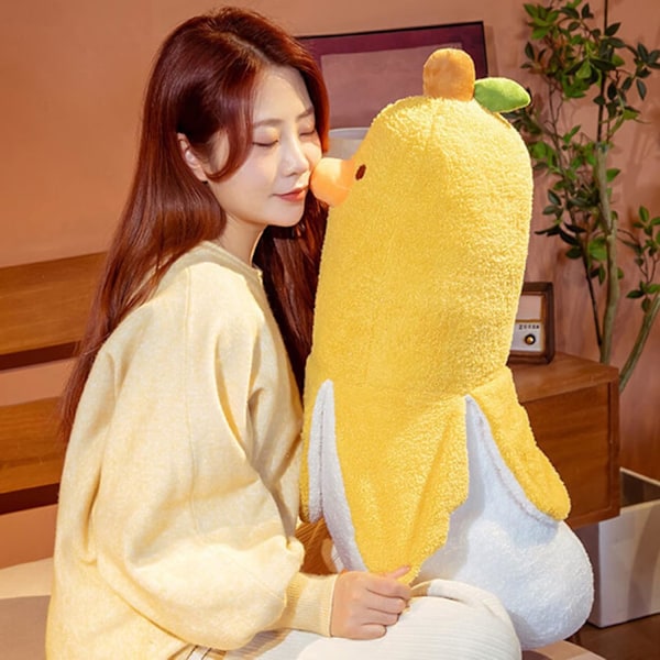 Banan And Duck Plysj Leke, Dyr Plysj Leke Stereoskopisk Adorkable Bursdagsgave Tegneserie Banan And Duck Sovepute for Jenter Yellow 70cm/27.56"