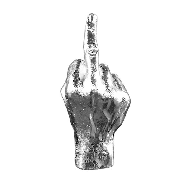 Personlig statyett med långfinger - Dekoration för hem, skrivbord och vardagsrum Silver