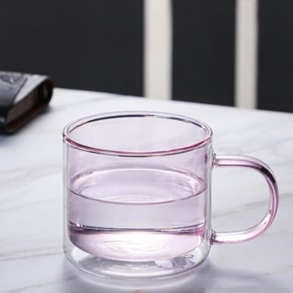 Dubbelväggig glasvattenkopp isolerade glas färgglada 250 ml muggar Green 250ml
