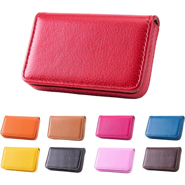 Visitkortshållare, case i PU-läder, visitkortshållare för handväska, case för män och kvinnor, Magnetic Shut (röd)