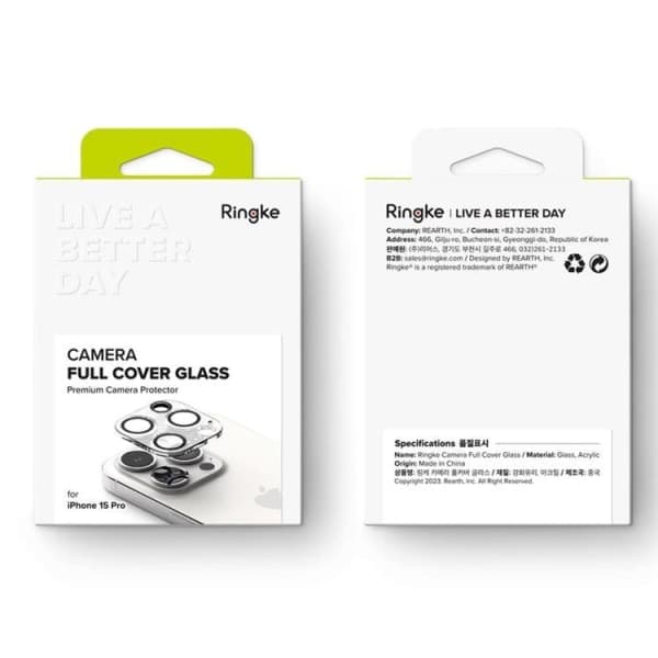 [2-pak] Ringke iPhone 15 Pro Kameralinsebeskyttelse i Hærdet Glas - Sort