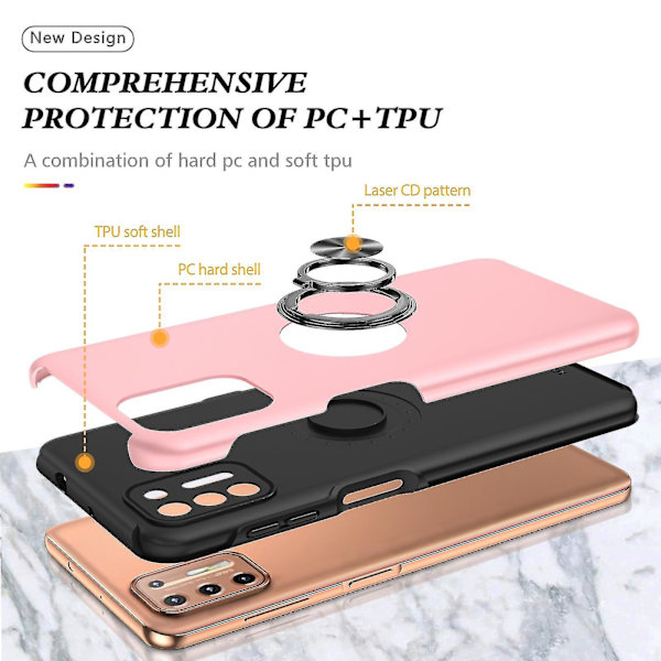 Til Motorola Moto G9 Plus Pc + Tpu Magnetisk Etui Rose Gold