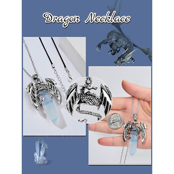 Drakenhalsband Hexagonalt Kristall Inpackat Silver Drakenhänge Halsband Retro