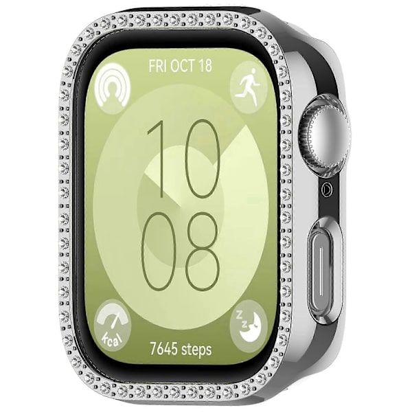 Halvt Skydd Ihåligt PC-skyddsfodral med Diamantdekor för Watch Fit 3 Electroplating Silver