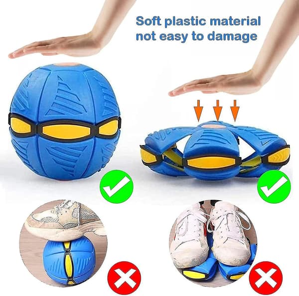 Flyvende underkop-bold til kæledyr, magisk flyvende underkop-bold til hunde, flyvende underkop-bold, legetøjsskive til hunde og katte with 6 Lights Blue