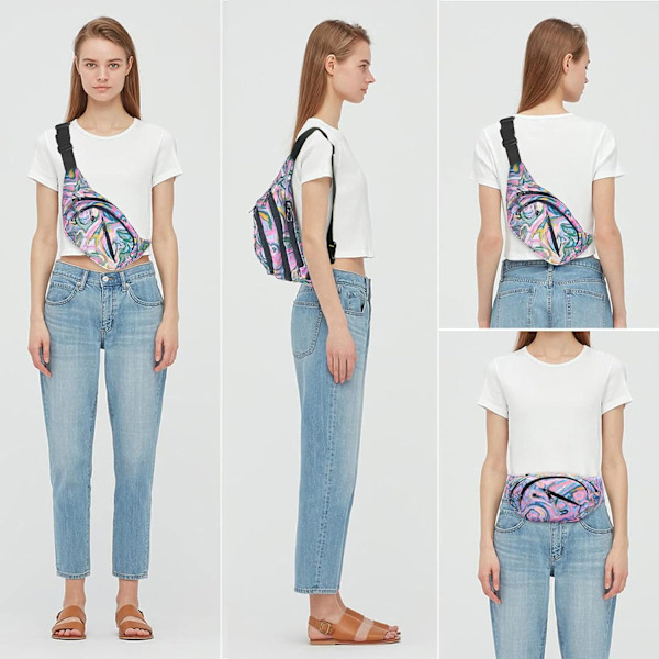 Bum Bag - Long Keeper Large Fashion Bumbag naisille ja miehille, 4 taskua Säädettävä vyölaukku juoksuun, vaellukseen, koiranulkoilutukseen ja ulkoiluun