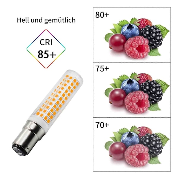2-pack B15d LED-lampor Ersätter 75W 90W 80W Varmvit 3000K 220V 230V 890lm 7W Vägglampa