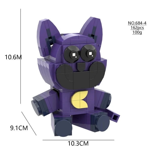 Uudet hymyilevät otukset Rakennuspalikat Hymyilevät otukset Dogday ja Catnap Palikkasarja Cat Nap Dog Day Catnat Hahmo Syntymäpäivälahja Large Purple Cat