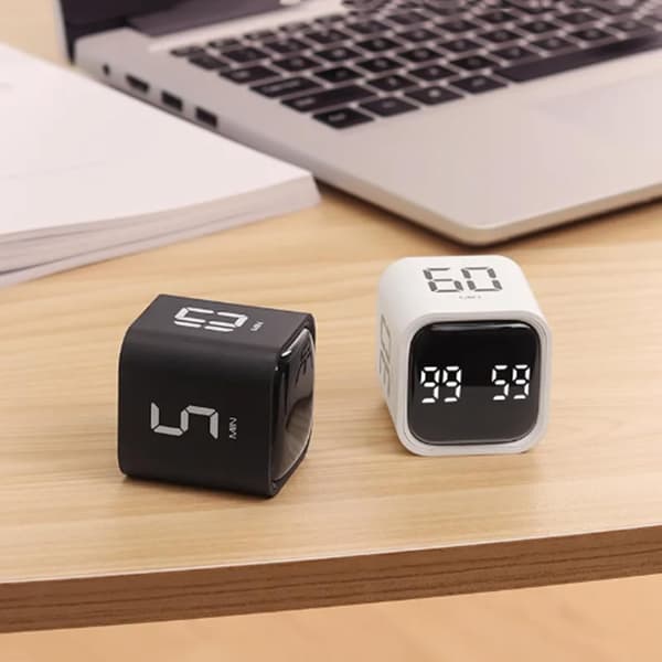 Digital kubtimer, kökstimer gravitationssensor flip timer, barntimer för. Black