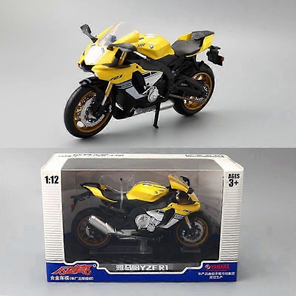 Die-Cast Metall Leksaksmotorcykelmodell 1:12 Skala Yamaha YZF-R1 Super Racing Utbildningskollektion Present För Barn Utsökt Gåva Blue