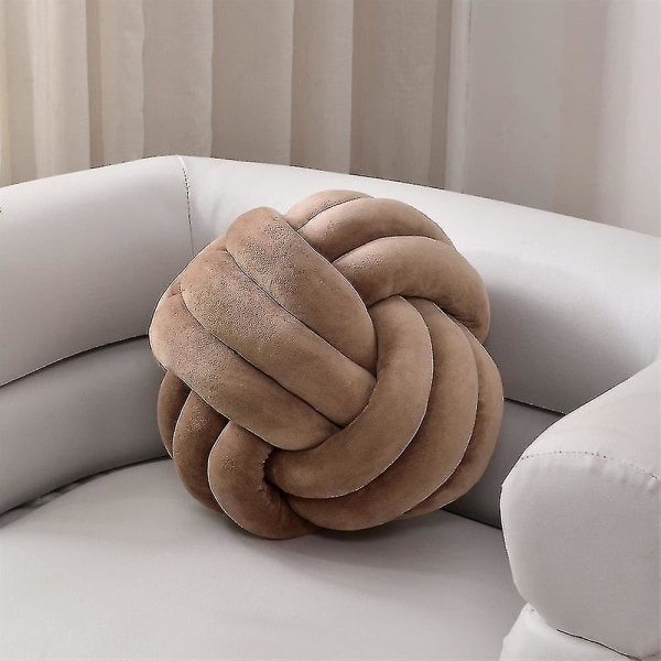 Knuten plyschkudde rund kudde för soffa sovrum säng 27CM Khaki