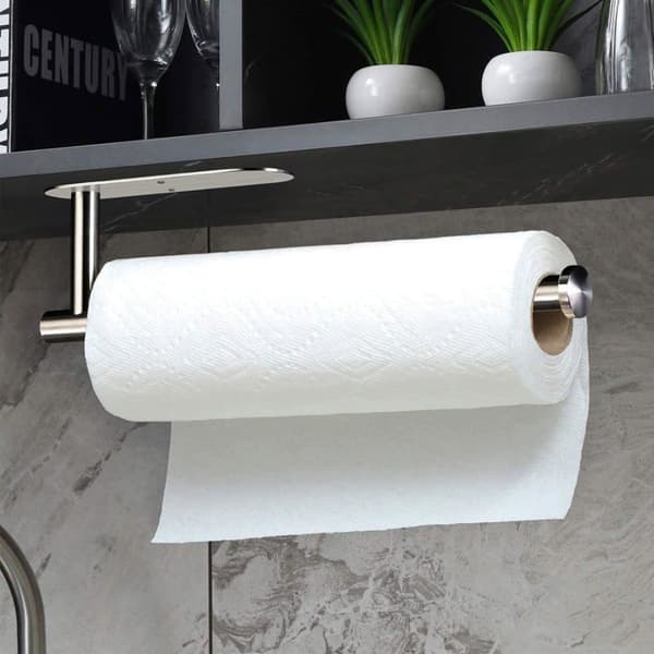 Selvklæbende køkkenrulleholder - SUS304 rustfrit stål - 33 cm - Sort - Nem installation