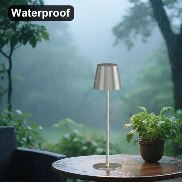 Trådløs bordlampe med 3 farvetemperaturer, dæmpbar, genopladelig LED touch sengelampe (grå)