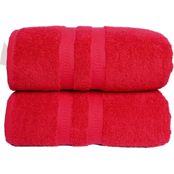 Set med 2 extra stora badlakan (100 x 200 cm, 600 g/m²), 100% kammad egyptisk bomull, supermjuka, hotellkvalitet, röda