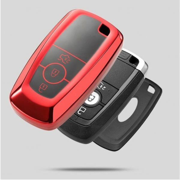 TPU-nyckelskyddsfodral för Ford Mustang F-150 Fusion Explorer Mondeo Ranger Red