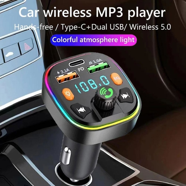 Bluetooth biladapter FM-sender Usb-radio Håndfri Mp 3 musikkspiller