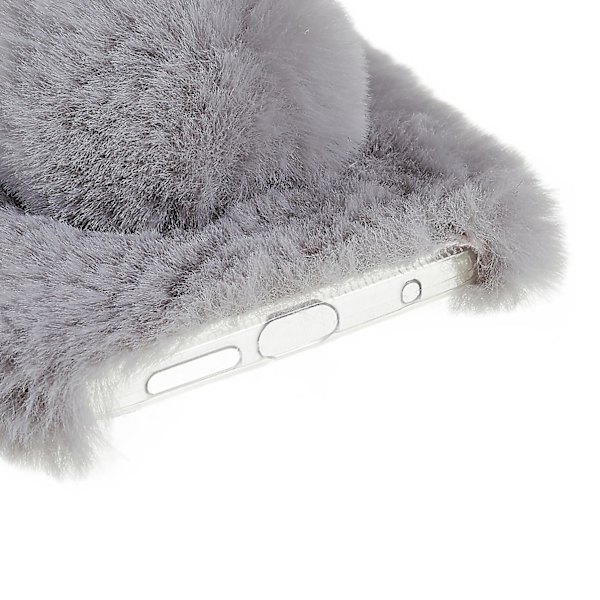 För Xiaomi Redmi Note 11 4g (qualcomm) Fuzzy Fluffy Bunny Ear Case Mjuk Plysch Flexibel Tpu Strass Dekor Baksida Light Grey