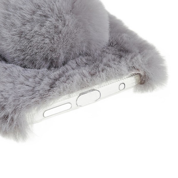 Xiaomi Redmi Note 11:lle 4g ​​(qualcomm) Fuzzy Fluffy Bunny Ear Case Pehmeä Pehmo Joustava TPU tekojalokivi Decor Cover Light Grey