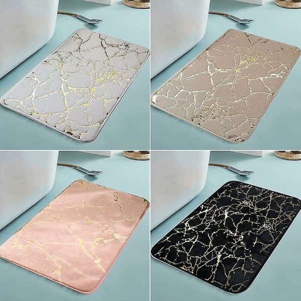 Vinterkampanj, badrumsmatta med marmoreffekt, snabbtorkande, halkfri, rektangulär, polyester, för badrum, kök, sovrum, vit, storlek: 40 x 60 cm