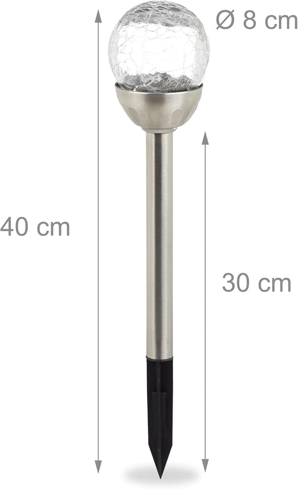 utomhus solcellslampor set om 3, LED trädgårdssollampor kallt, vitt ljus, vattentäta, markspett, silver