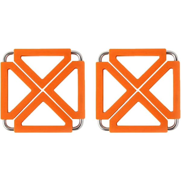 Underlägg för heta kastruller, expanderbar silikonunderlägg värmebeständiga kökstillbehör (2-pack) Orange
