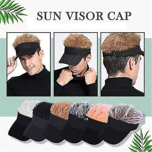 Golf Baseball Cap Med Falskt Hår Cap Solskärm Roliga Toupee Hattar Herr Spikade Coffee