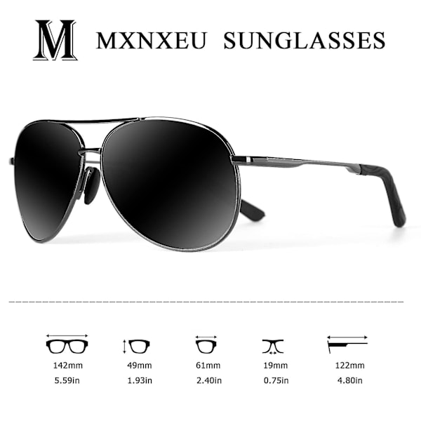 Miesten ulkoilmasaurinkolasit Aviator Polarized Sunglasses (hy)