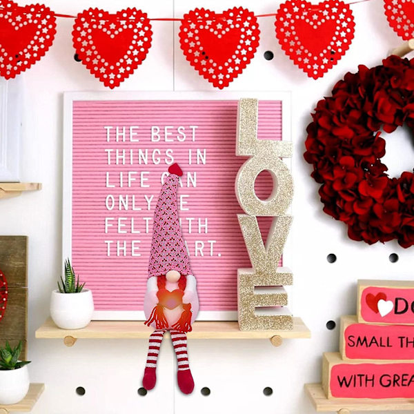 Valentine Gnomes Plys Dukke - Kærlighed Ansigtsløse Gnomes Plys Lys Op Bord Dekorationer - Vinter Forår Strikkede Svenske Tomte Nisse Skandinavisk Dukke Del