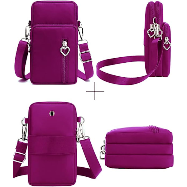 Kvinder Cross Body Telefon Taske Damer Over Shoulder Tasker 3 Lag Mobiltelefon Taske Pung Nylon Tegnebog til Kvinder Håndtasker