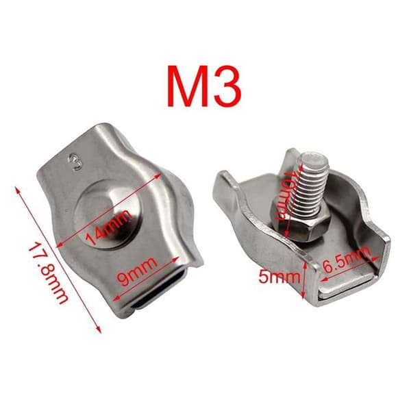 24 stk. metallkabelklemme, M3 kabelklemme, rustfrie stålklemmer for 3 mm stålkabel, simplexklemmer.
