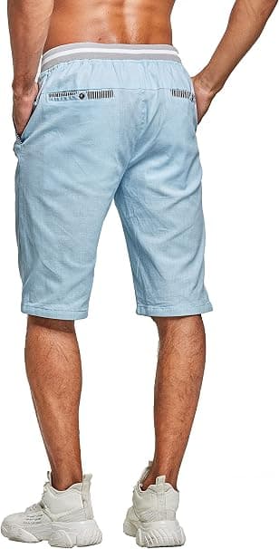 Sommarshorts för män, avslappnade, i bomull med elastisk midja