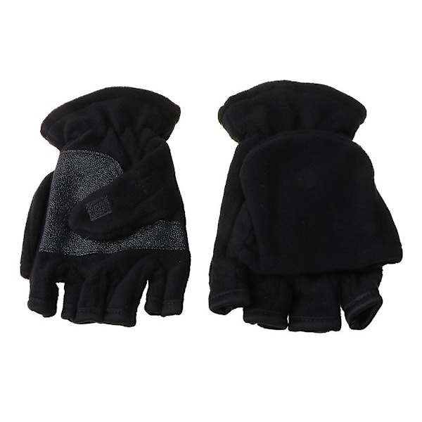 Varme Fleece Tekstning Flip Top Handsker Fotografering Løb Konvertible Vanter Beige