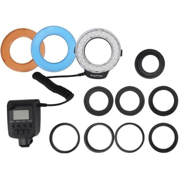 Ring Flash Light - Bærbar 48 LED Ring Flash Light Objektivadapterringe Kit til Canon til Nikon, til Fuji, til Pentax, til