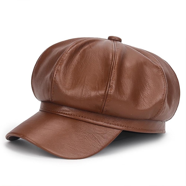 Pu Læder Cab Maler Hat Gatsby Ivy Beret brown