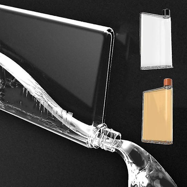 A5 A6 Papirkop Botlte Flad Vandflaske Bpa Fri Klar Bog Bærbar Papirblok Vandflaske Flad Drikkekedel Notebook Flaske BLACK A6*350ML