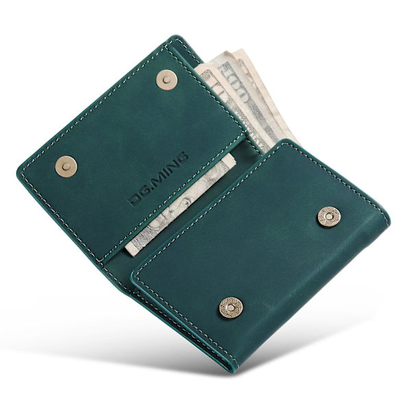Dg.ming M1-serien PU-läder magnetisk absorption stängning Tri-fold ficka plånbok kontantkort hållare myntväska Green
