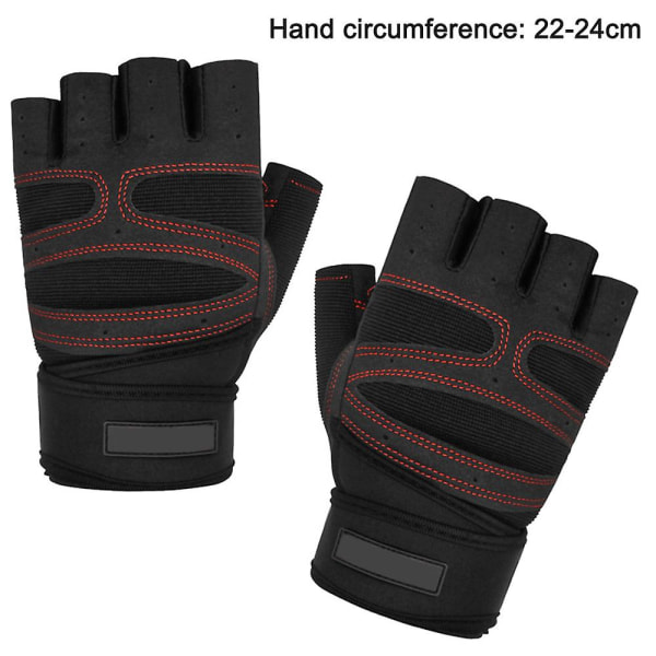 Fitness käsineet, puolisormen käsineet miehille ja naisille kuntoiluvälineet käsipainoharjoittelu XL black -  red line(a pair)