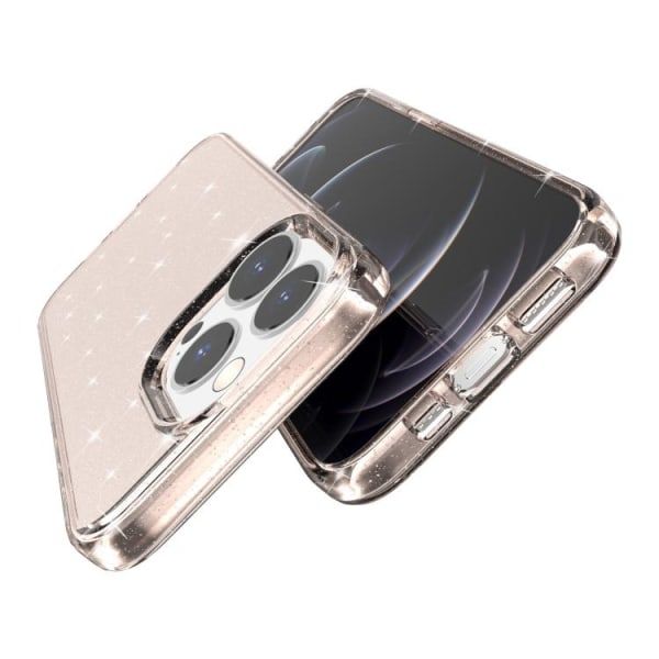 Til iPhone 14 Pro Max Skal Stødsikkert Glitter TPU Rosaguld