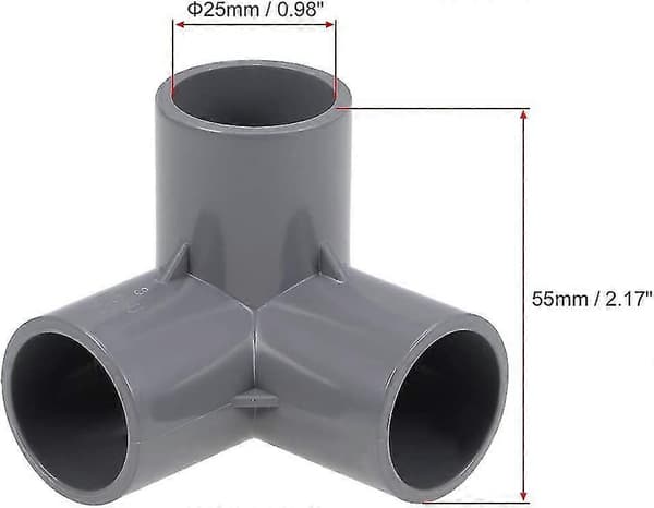 10 stk. 3-vejs Albue PVC Rørfitting Møbelkvalitet 25mm