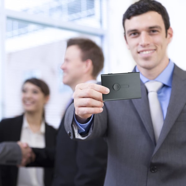 Visitkort, holder Bærbart kortbeskytter etui Aluminiumslegering Slank Card Wallet Automatisk Pop Up Pocket Visitkortetui (grå)
