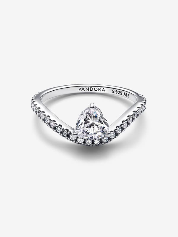 Pandora - Bølgete Pavé Hjertering - Sterlingsølv Circumference: 50mm
