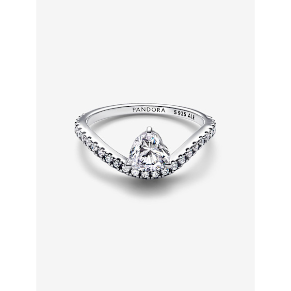 Pandora - Bølgete Pavé Hjertering - Sterlingsølv Circumference: 54mm