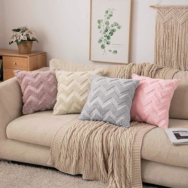 Set med 2 putetrekk i kunstig pels, plysj, dekorative, elegante med plysj, hjemmekputer for sofa, soverom, stue, beskyttelse
